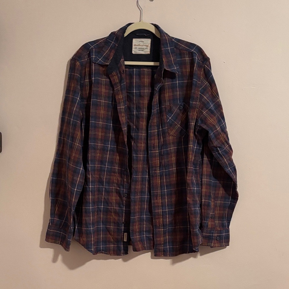 Men's Plaid Shirt - Blue and Brown